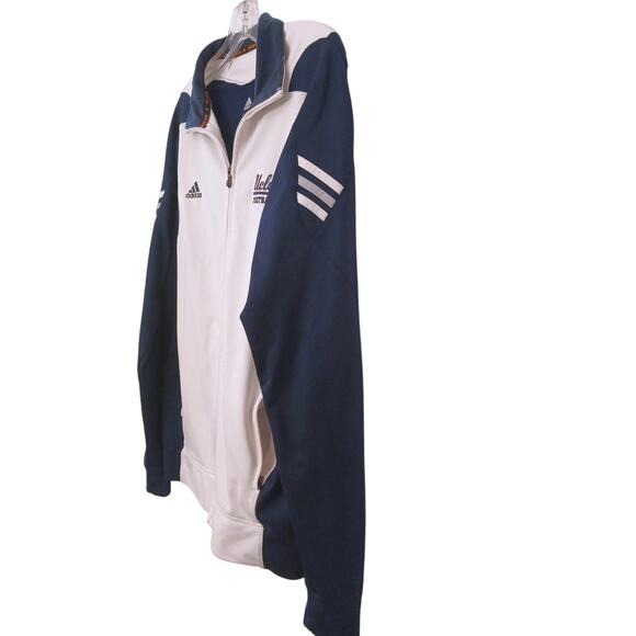 Y2K 2010 Adidas UCLA Footbal Track Scorch Jacket Sz L White Blue Full Zip Logo - Picture 11 of 16